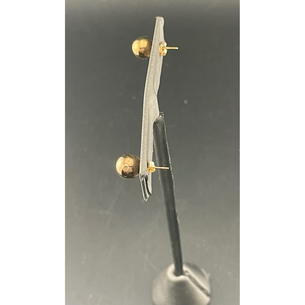 Vintage 14K Yellow Gold Ball Stud Earrings 7.8mm Minimal Sphere - Picture 5 of 14